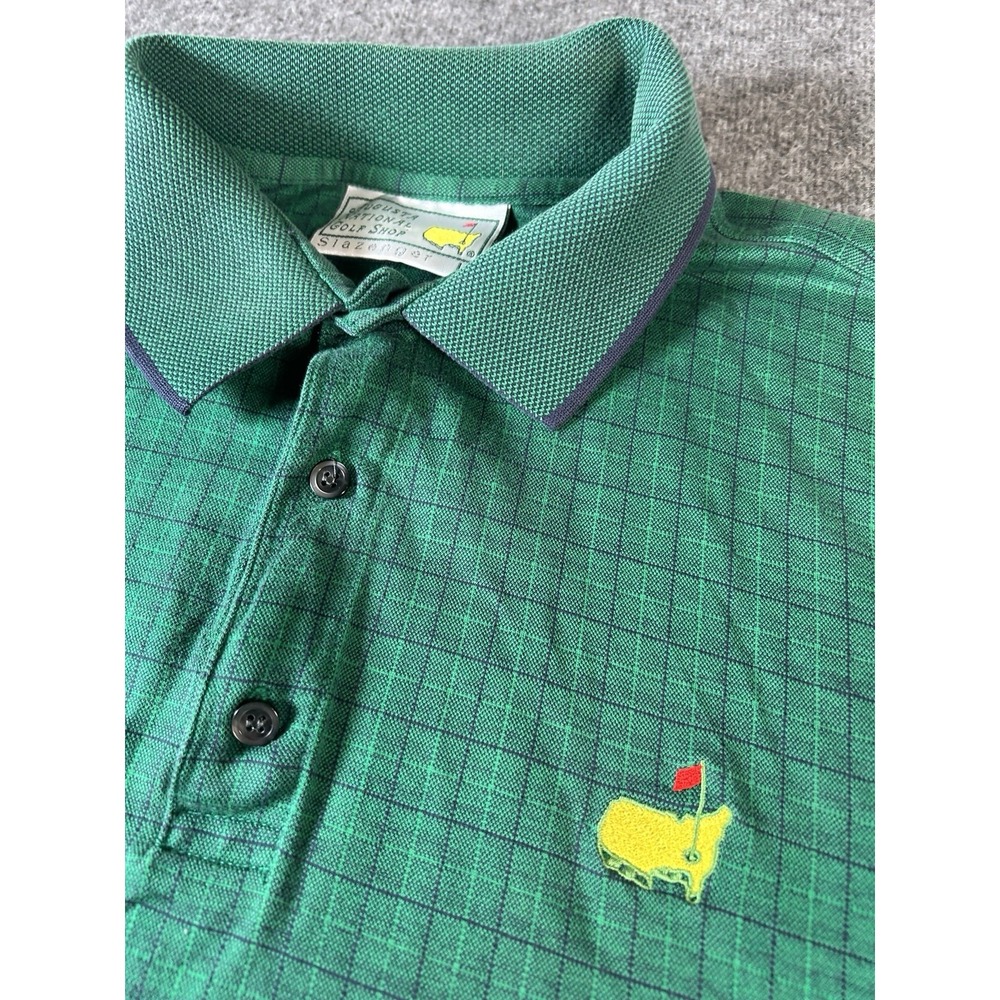 Vintage Augusta National Golf Shop Slazenger L Polo Green Plaid Masters